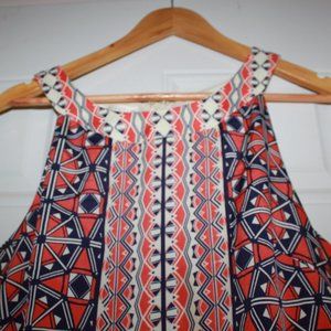SALE:London Times, orange and blue, sleeveless, scoop neck, shift dress, size 12